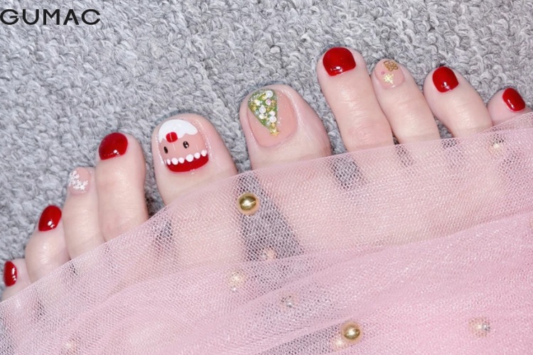 kieu nail chan don gian hinh ong gia noel&nbsp;